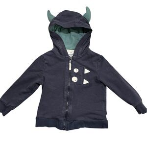 Tommy Bahama Baby Navy Blue Monster Ears Full Zip Hoodie Jacket 18 Months GUC